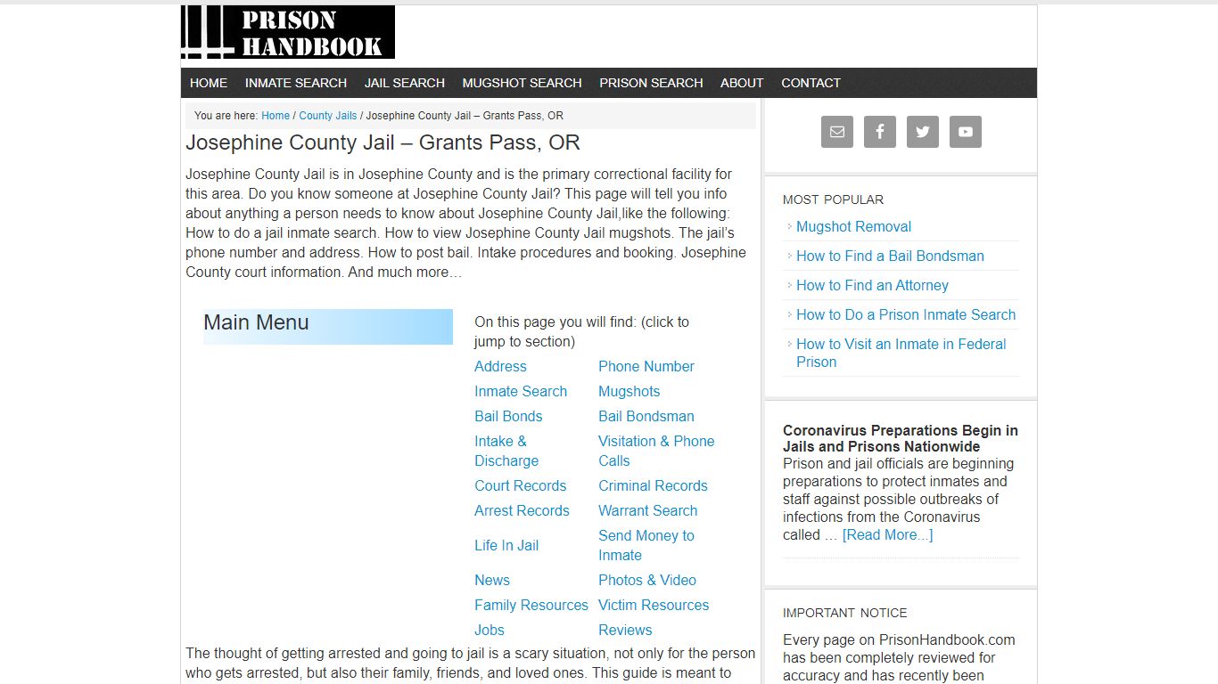 Josephine County Jail – Grants Pass, OR - Prison Handbook